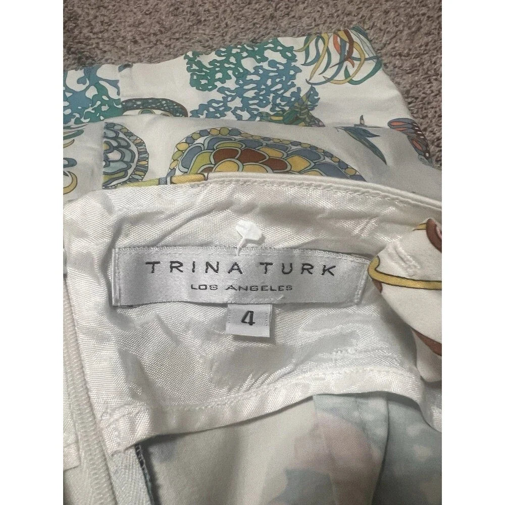 TRINA TURK Criss Cross Halter Colorful Floral Bold Dress Size 4 - Picture 8 of 9